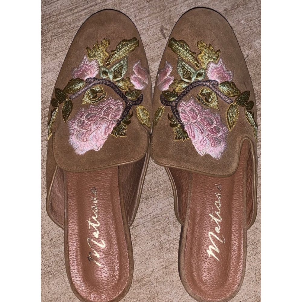 Matisse embroidered mules (like new)